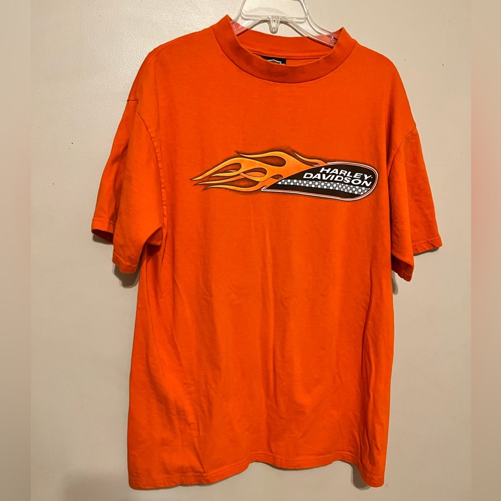 Vintage Harley Davidson T-Shirt Mens Sz XL‎ Orange 90’s North Carolina Made USA